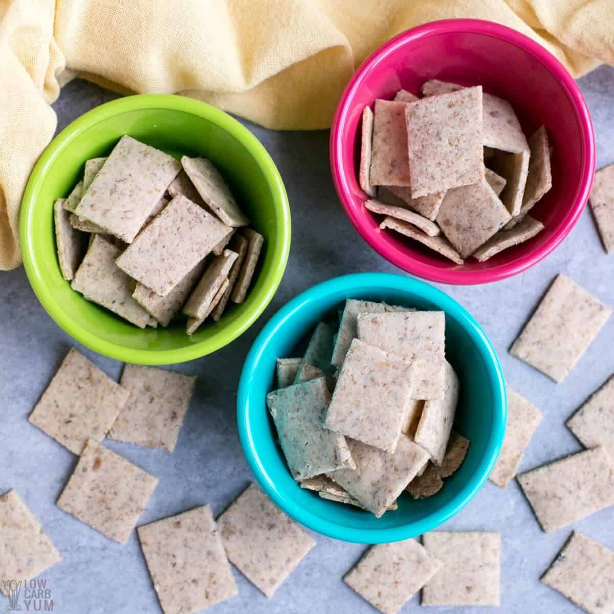 almond flour low carb keto crackers in cups