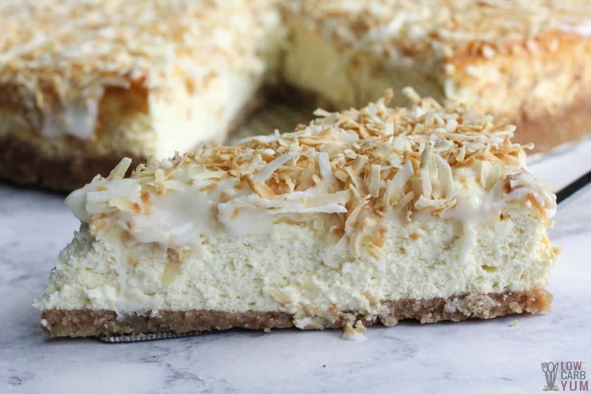 coconut cream cheesecake slice