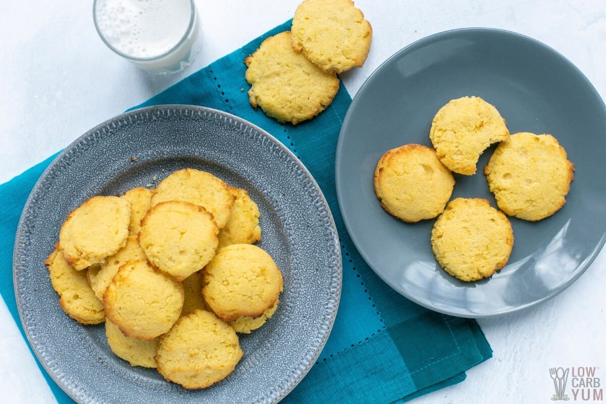 coconut flour cookies on gray plates