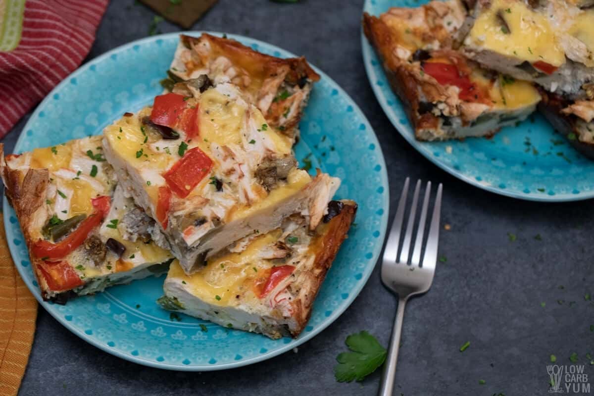 crabmeat casserole slices on plates