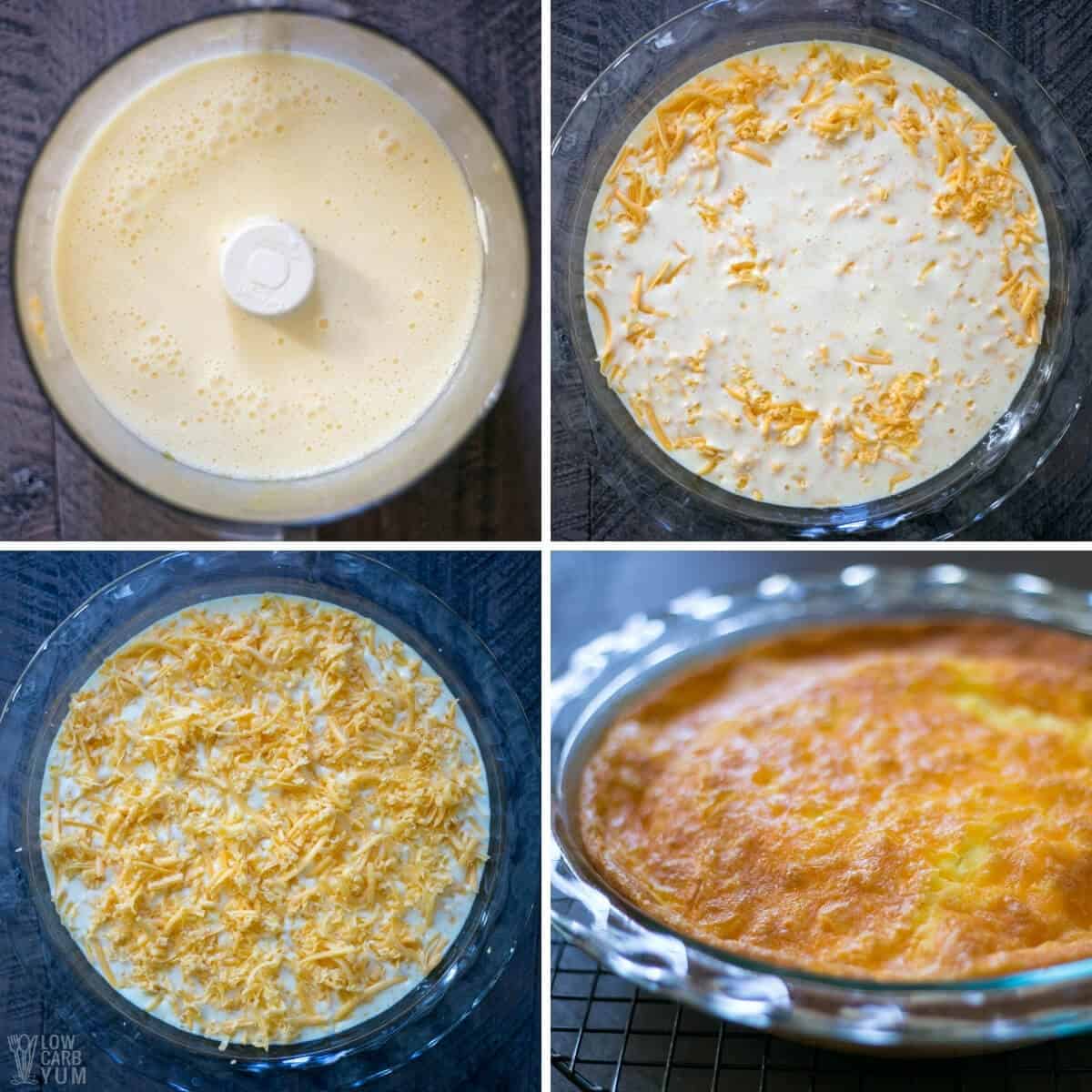 recipe steps for making a low-carb breakfast tart with cheese