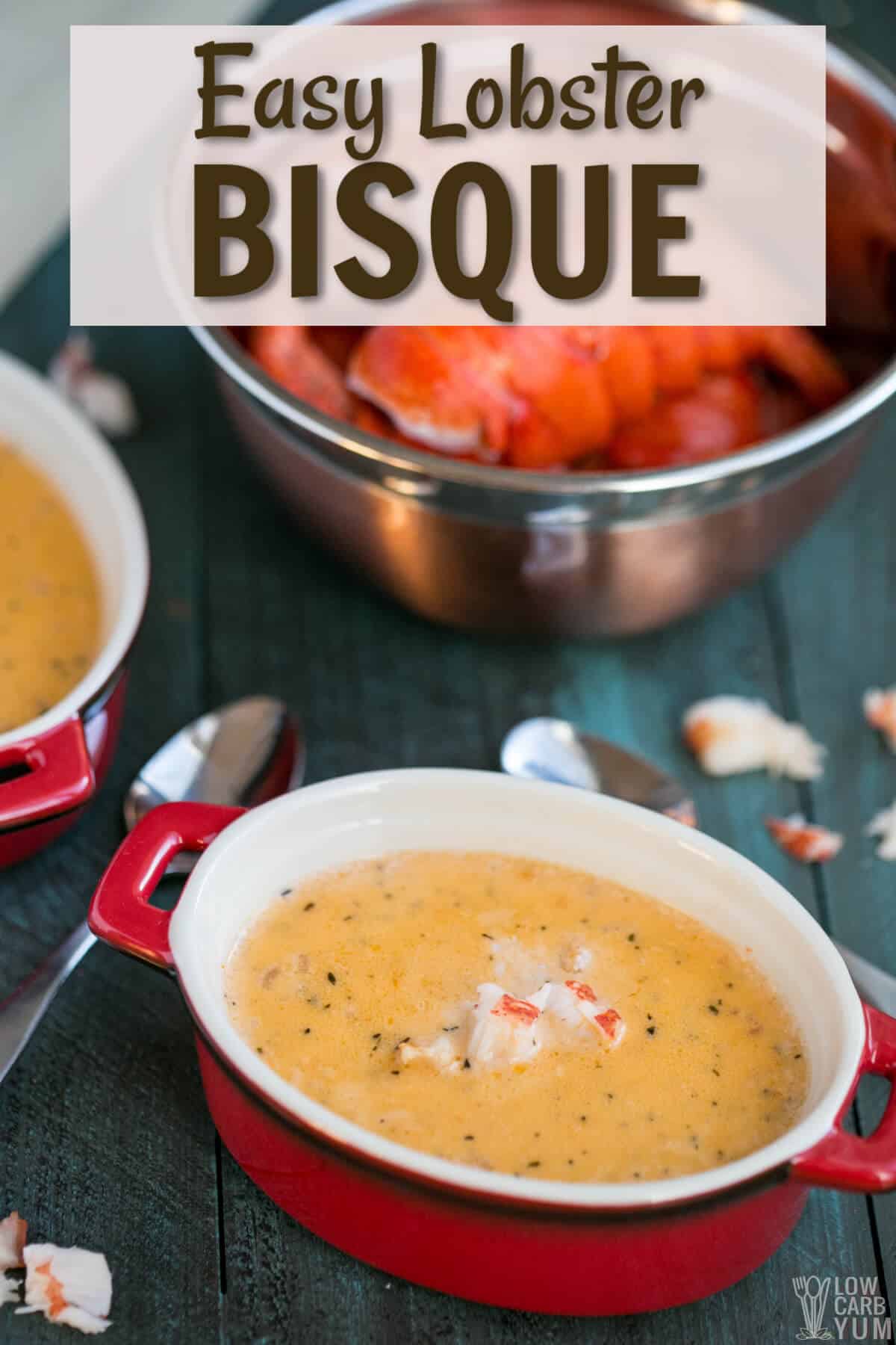 easy keto lobster bisque soup recipe pinterest image