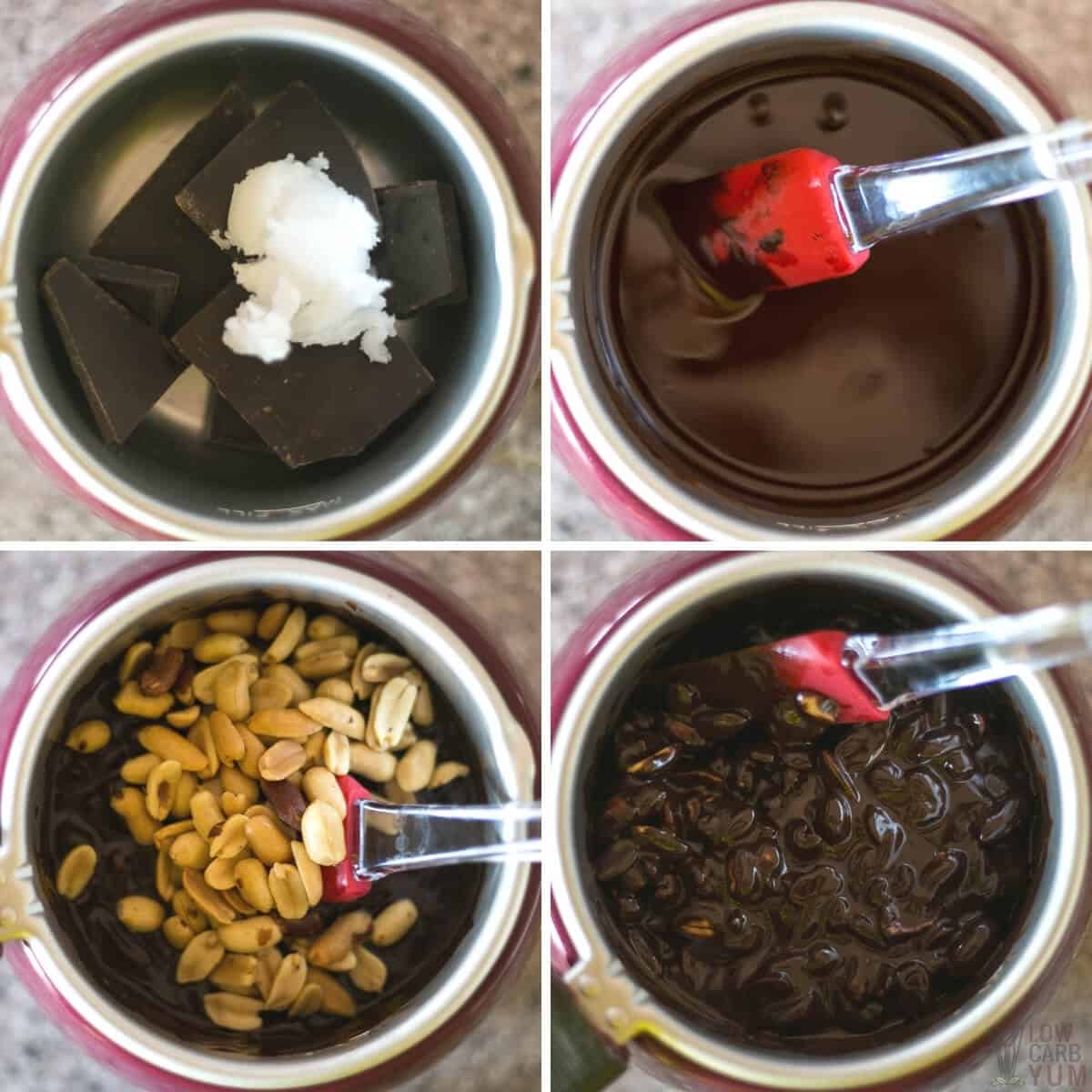 combining ingredients in a chocolate melter