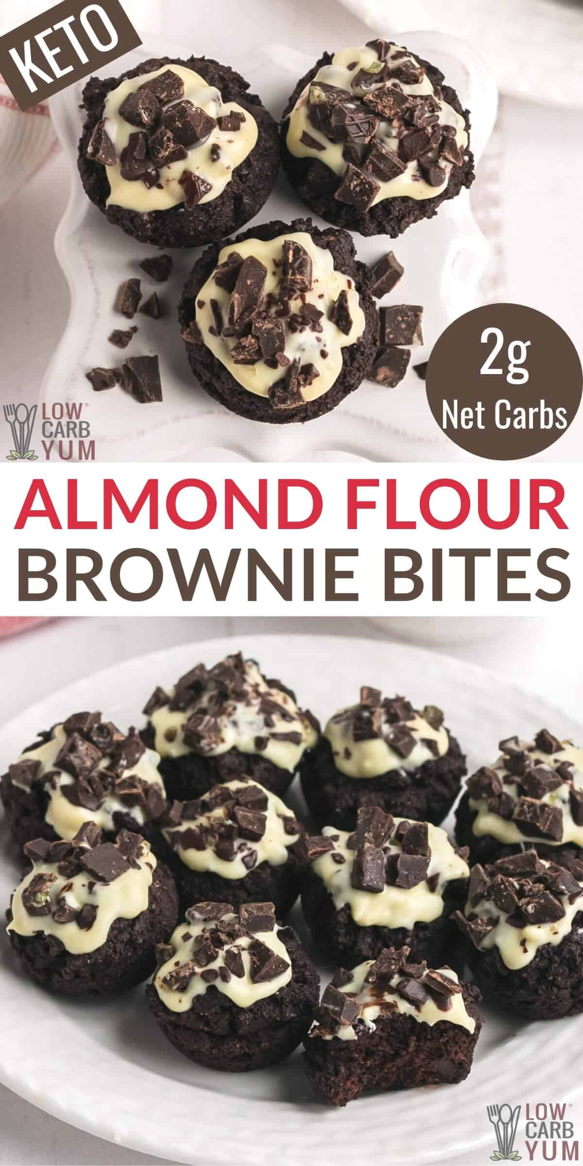 keto almond flour brownie bites pinterest image