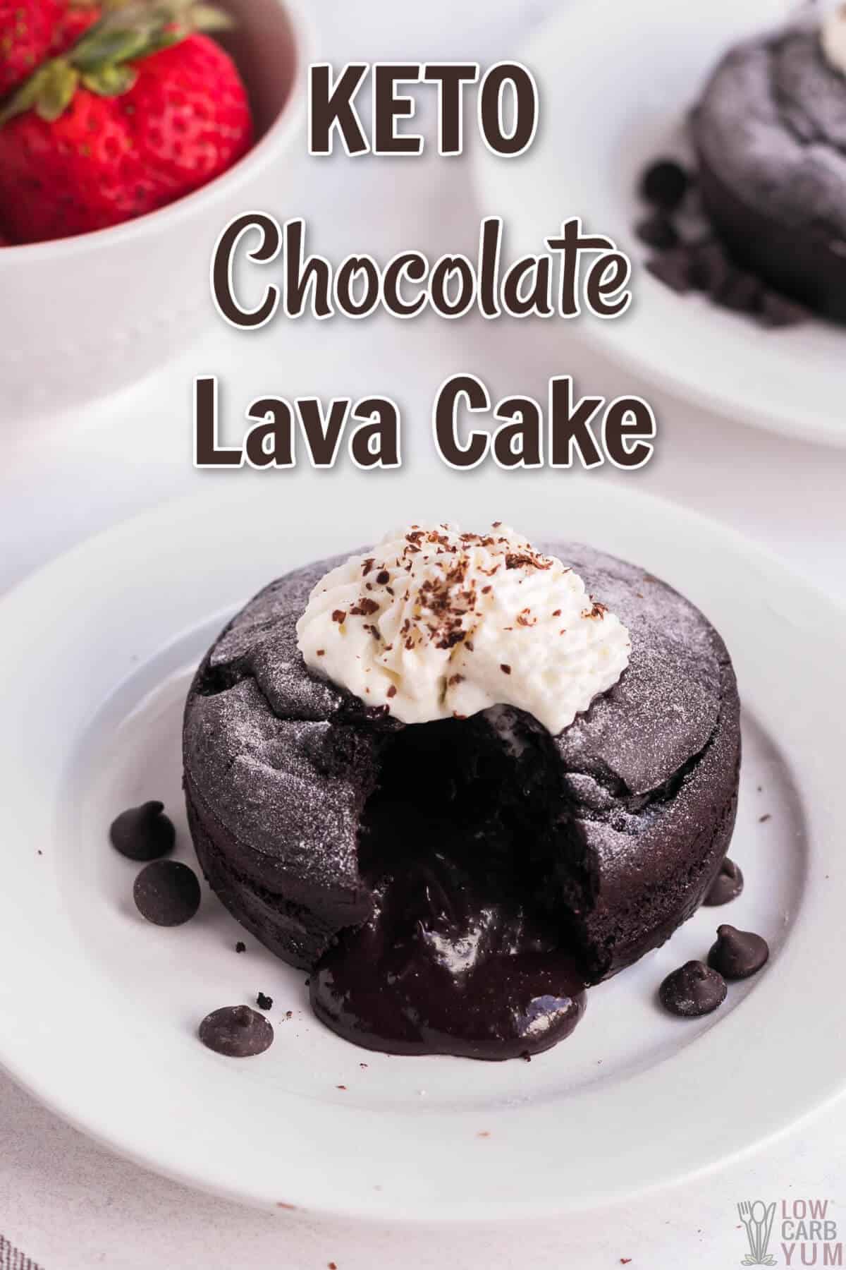 keto chocolate lava cake on white plate