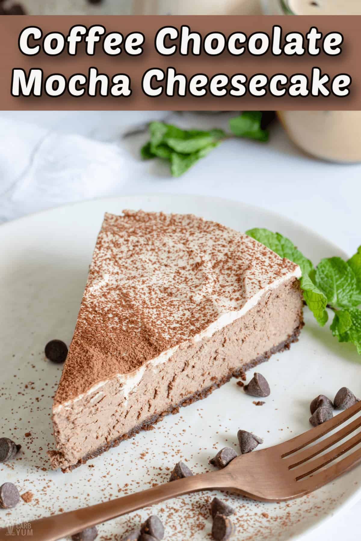 coffee chocolate mocha cheesecake pintrest image