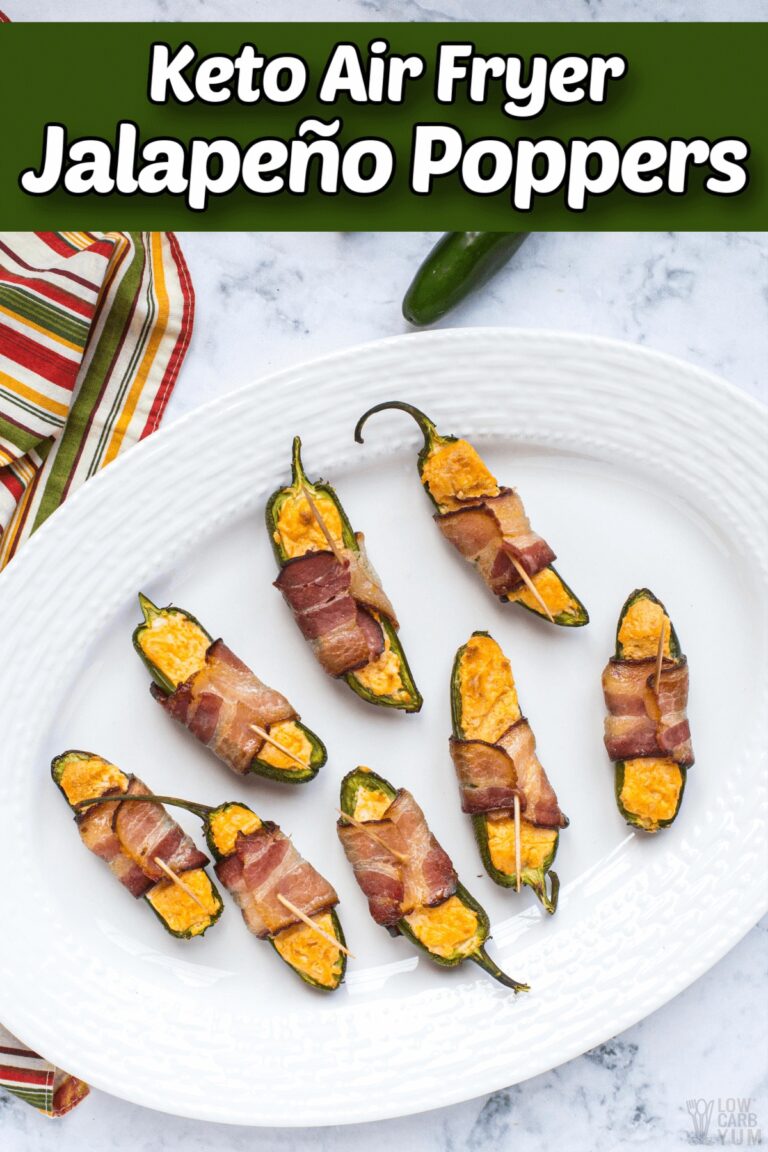 Keto Bacon Wrapped Air Fryer Jalapeño Poppers - Low Carb Yum