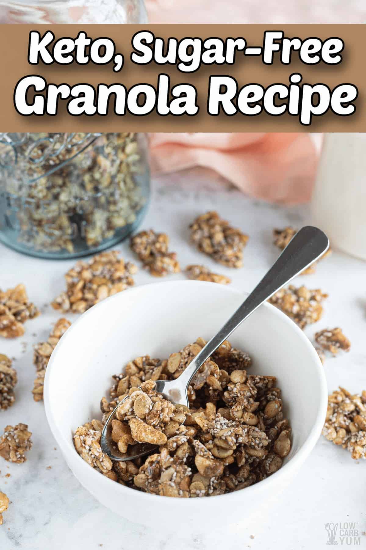 keto granola sugar free grain free cereal recipe pintrest image