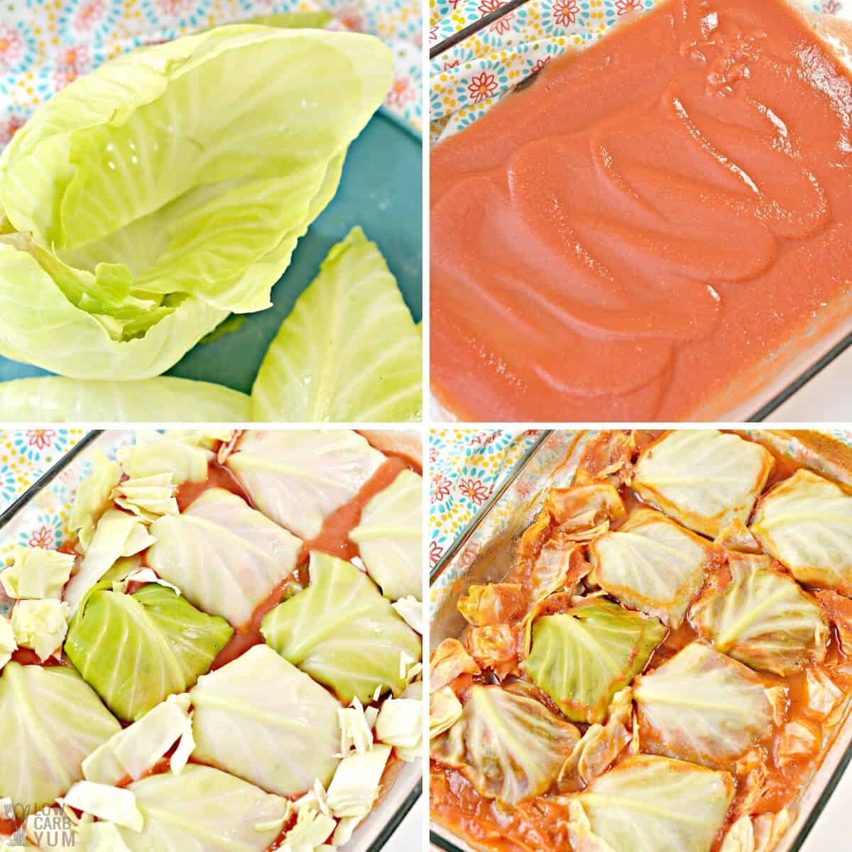 assembling cabbage rolls in casserole pan