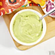 overhead of finished avocado mayo