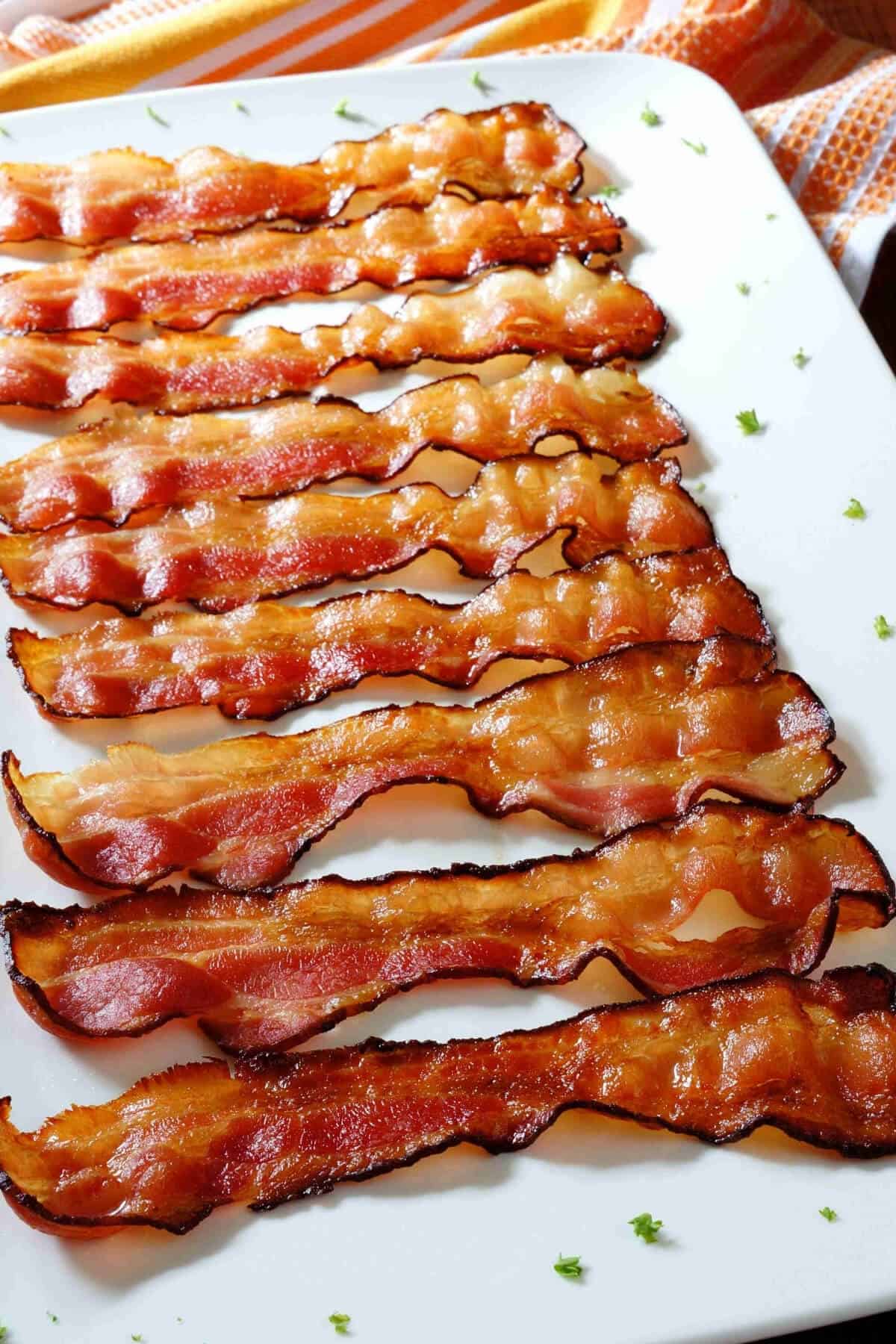 platter of baked cropy bacon