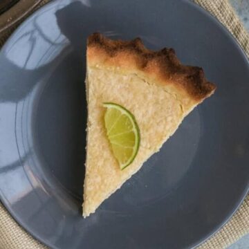 a slice of keto key lime pie on a plate