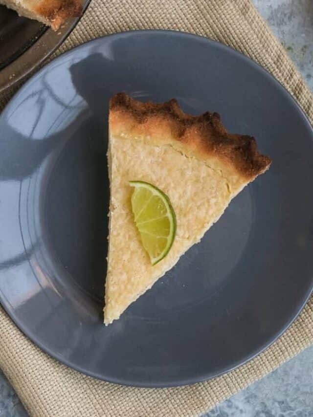a slice of keto key lime pie on a plate