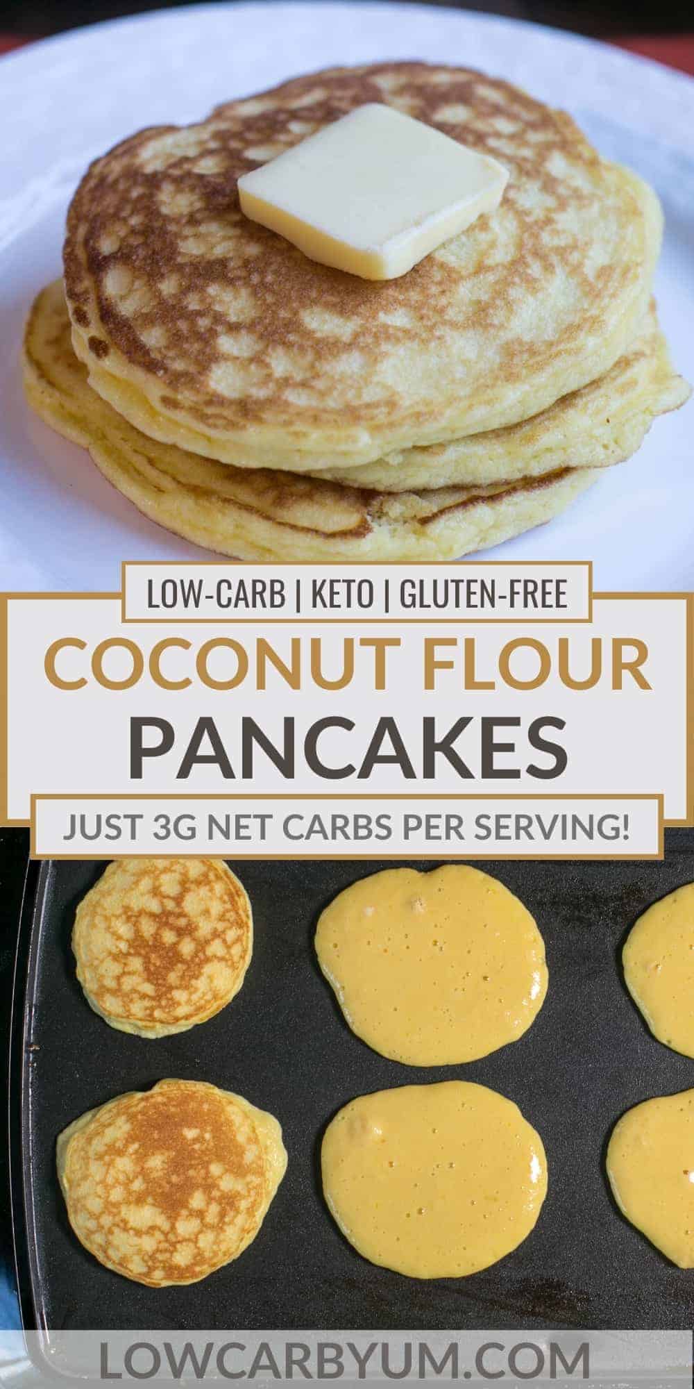 keto coconut flour pancakes recipe pinterest image