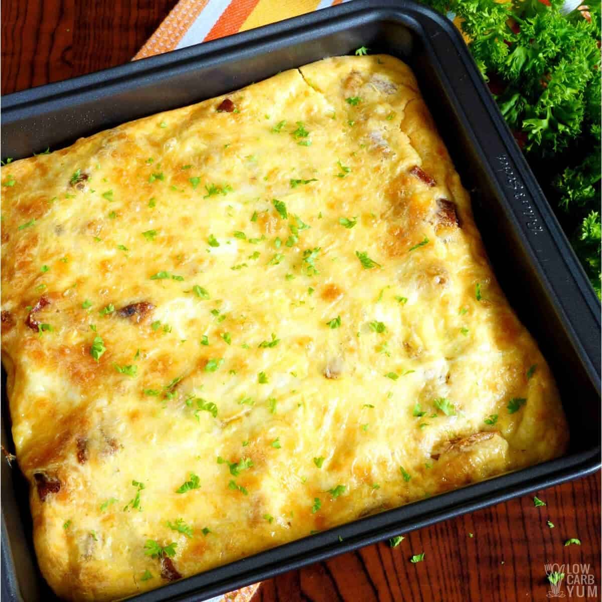 baked egg casserole in pan