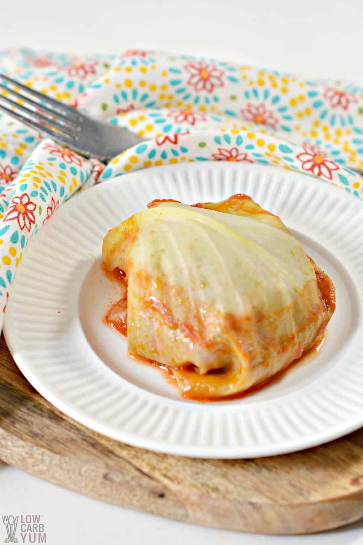 cabbage roll on white plate