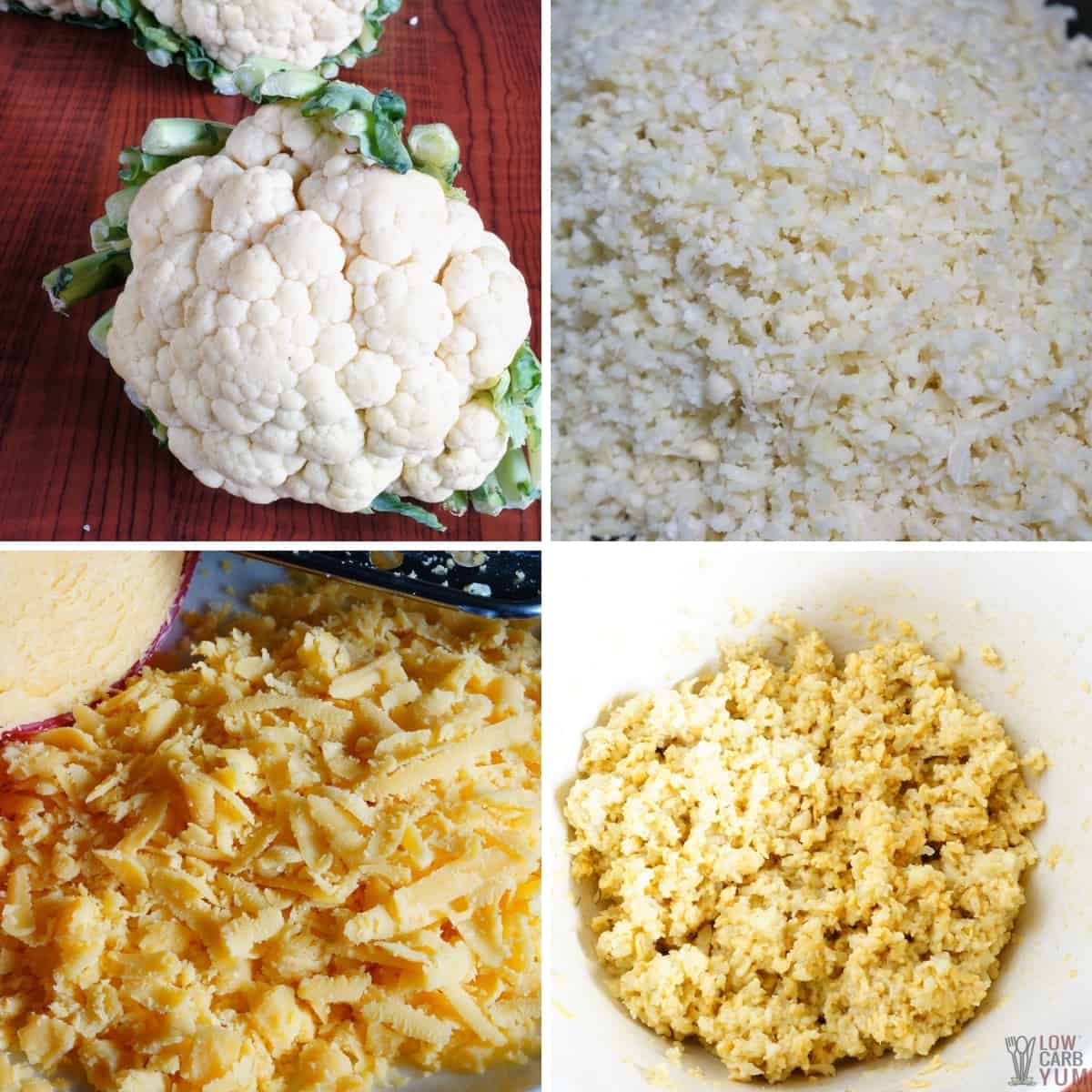 riced cauliflower and grated cheese