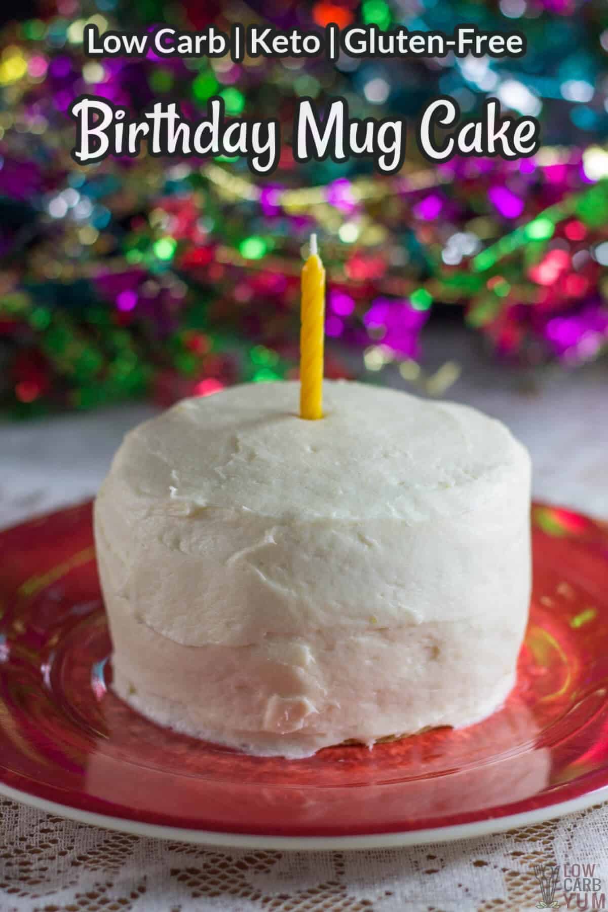 gluten free keto birthday mug cake with candle cover image