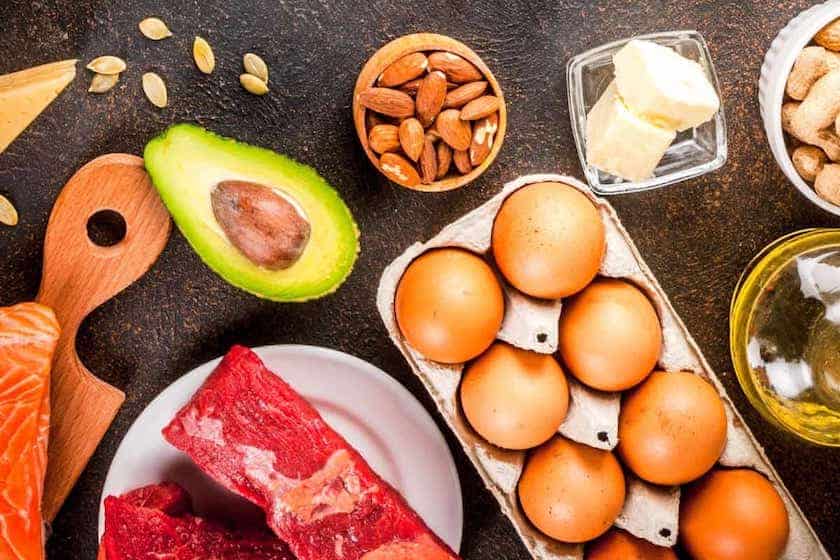 low carb diet foods overhead shot