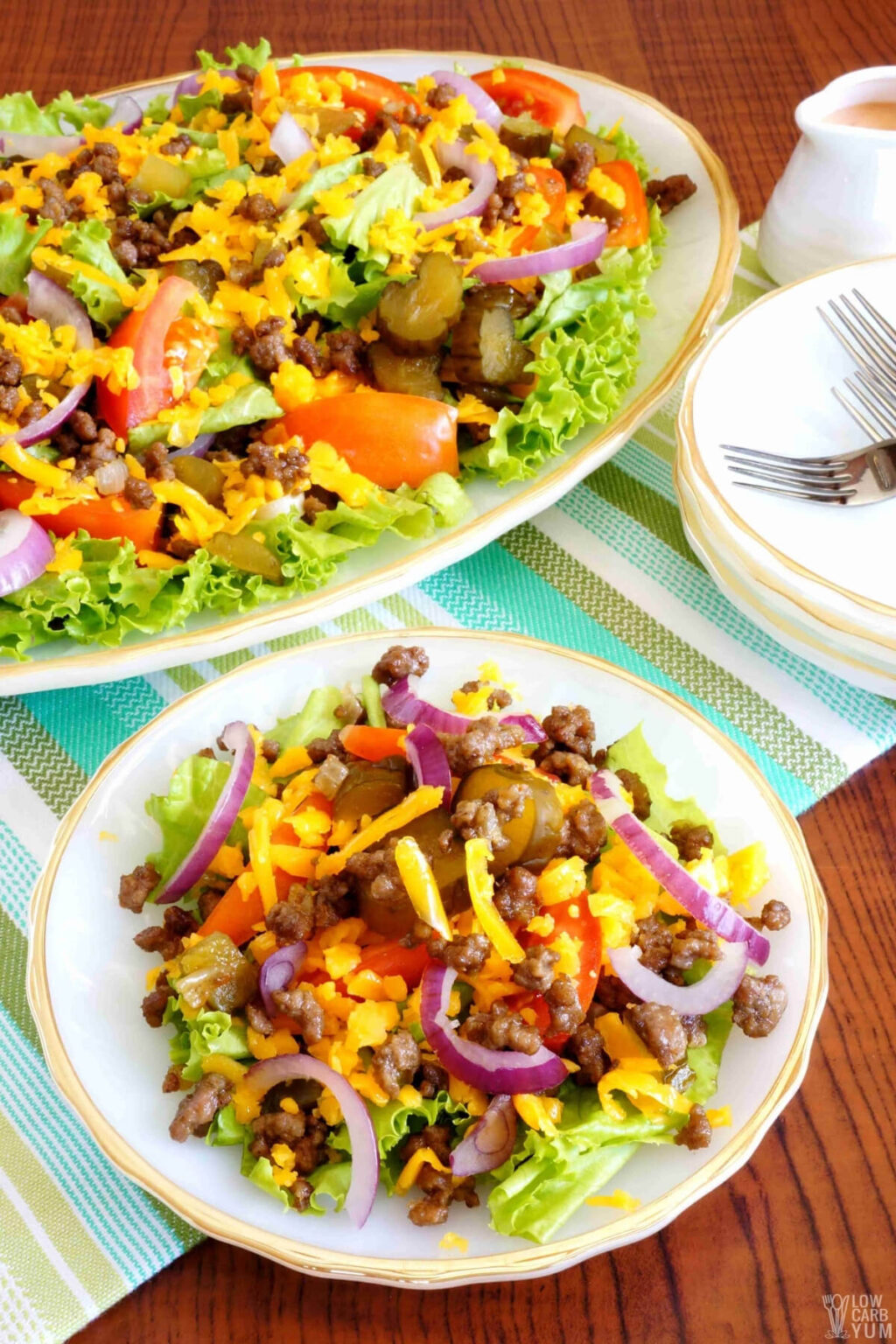 Keto Big Mac Cheeseburger Salad Recipe - Low Carb Yum