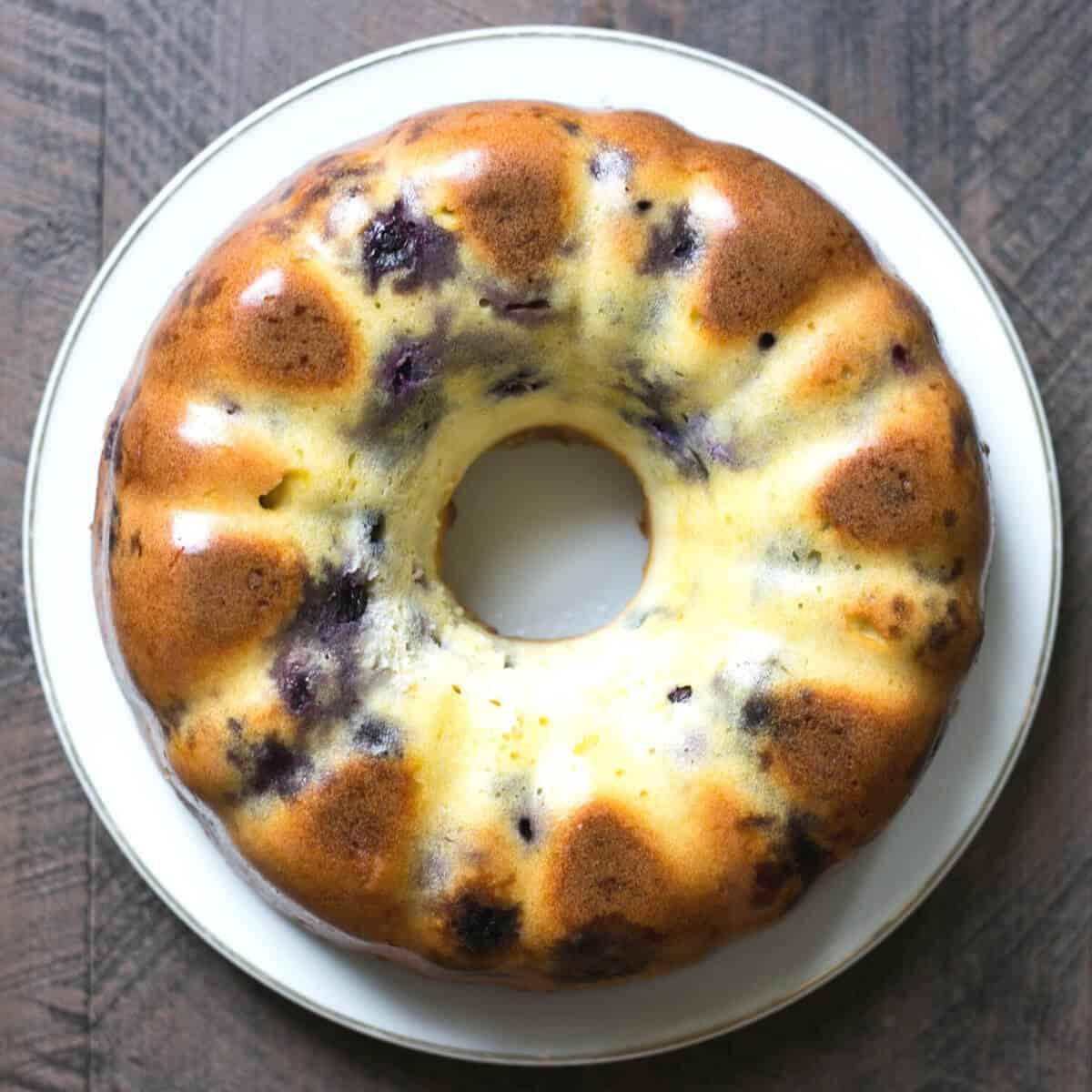 lemon blueberry pound cake baked