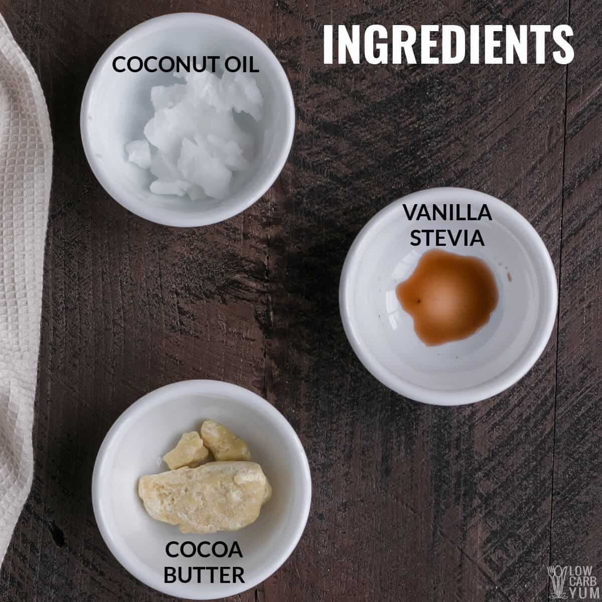 ingredients for keto white chocolate fat bombs