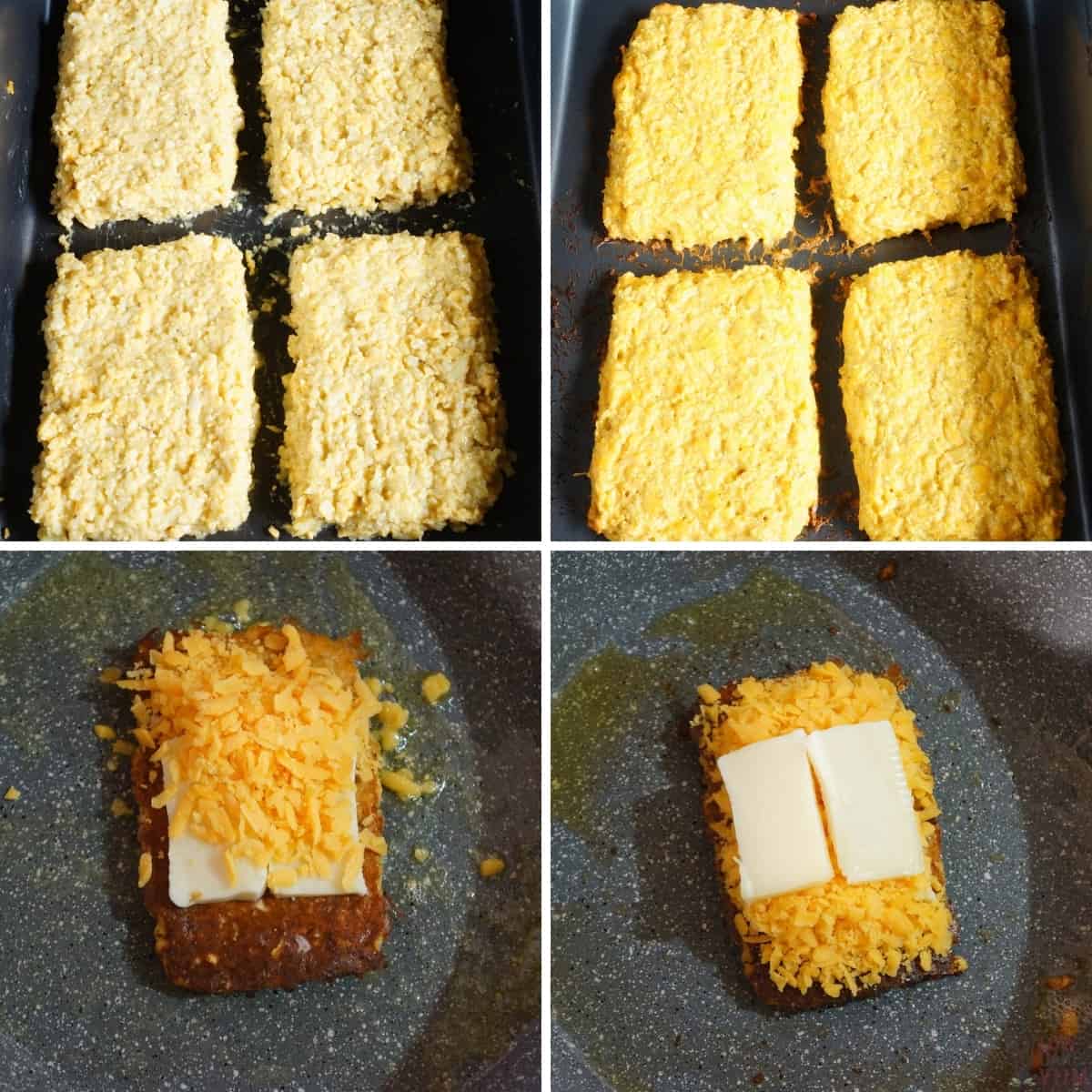 making the grilled cheese sandwich with cauliflower bread