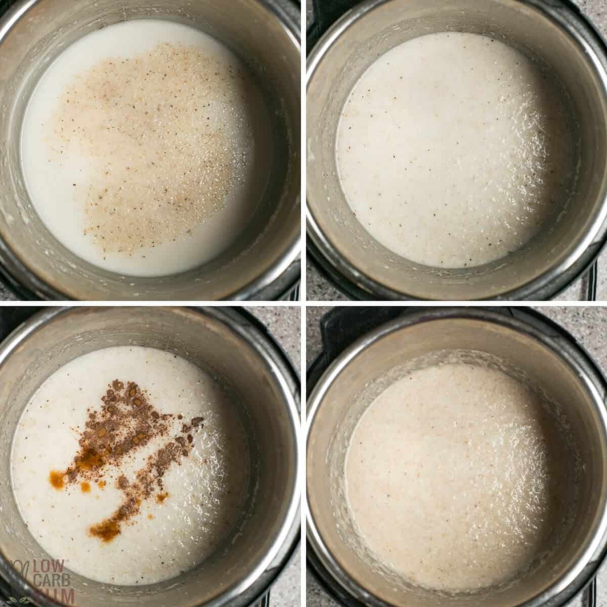 siste trinn for å lage grøt i instant pot