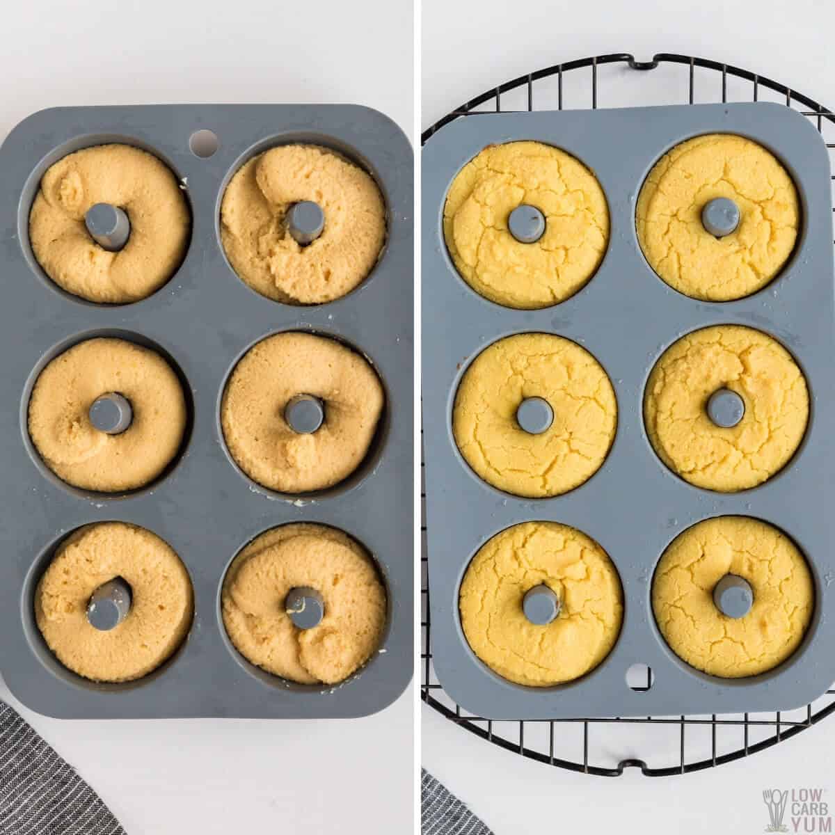 baking donut batter in pan