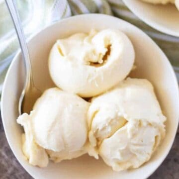 a bowl of keto vanilla ice cream