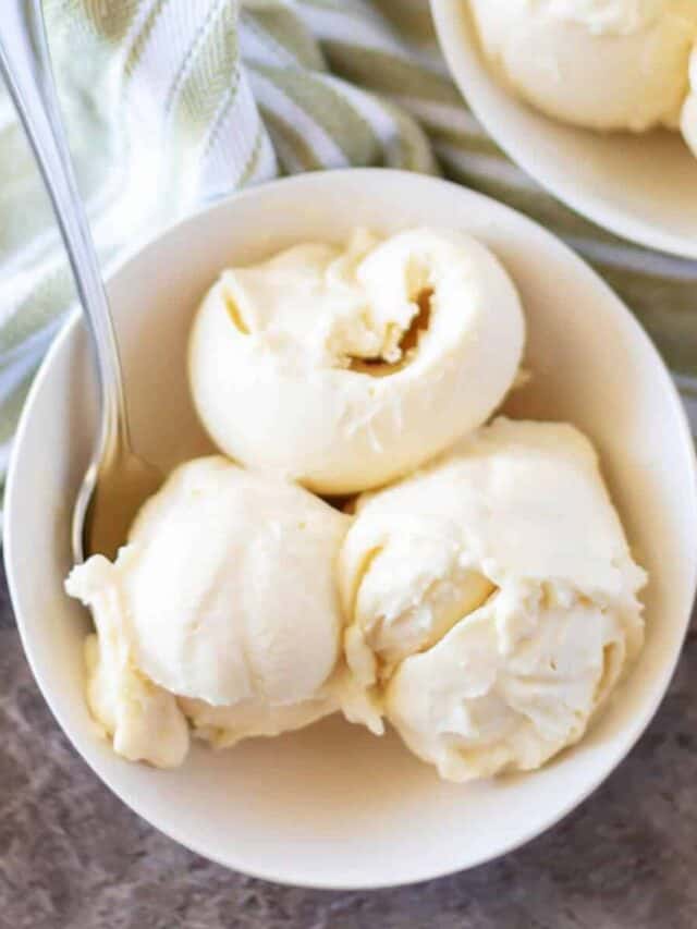 a bowl of keto vanilla ice cream