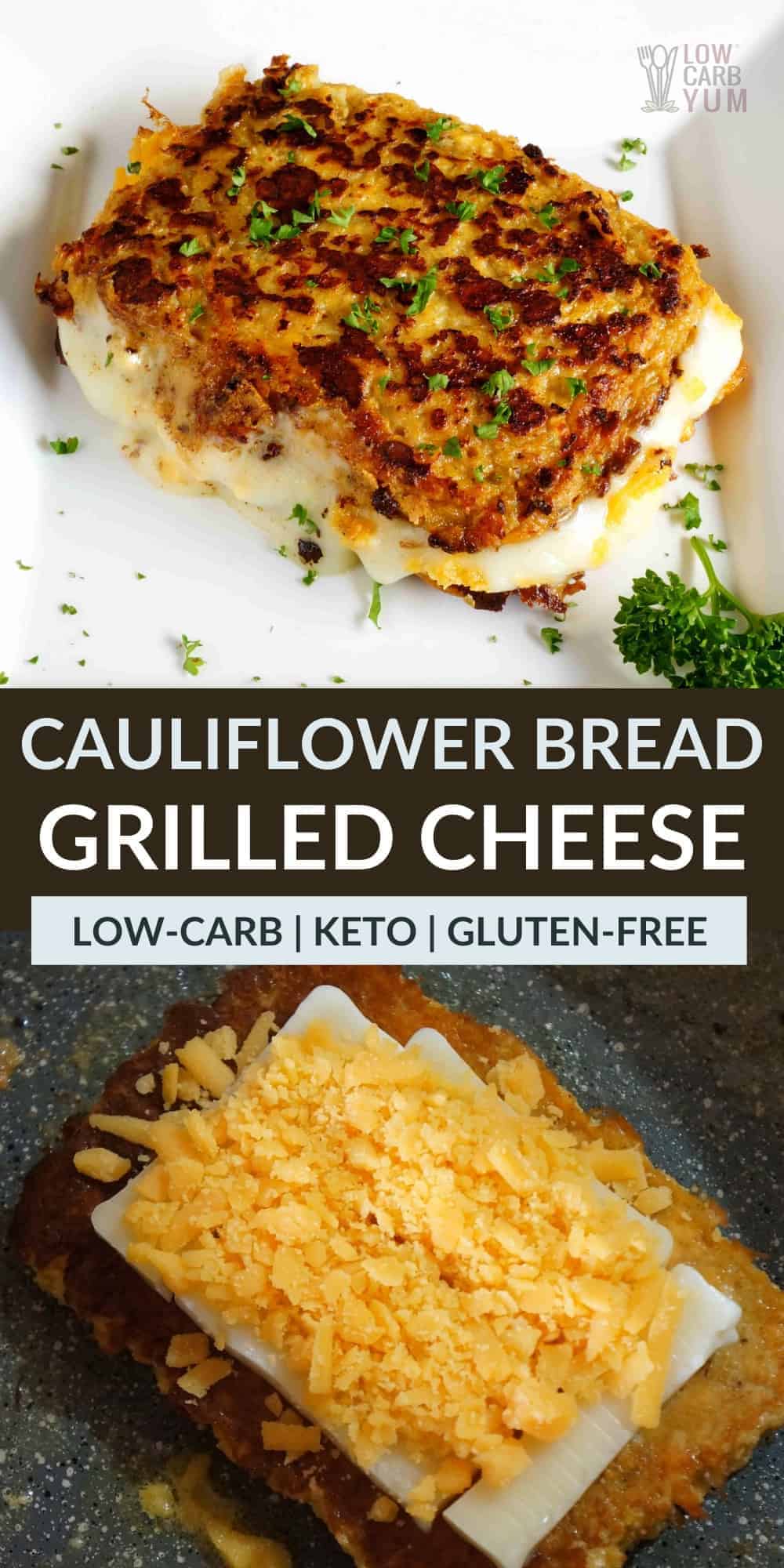 keto cauliflower grilled cheese pinterest image