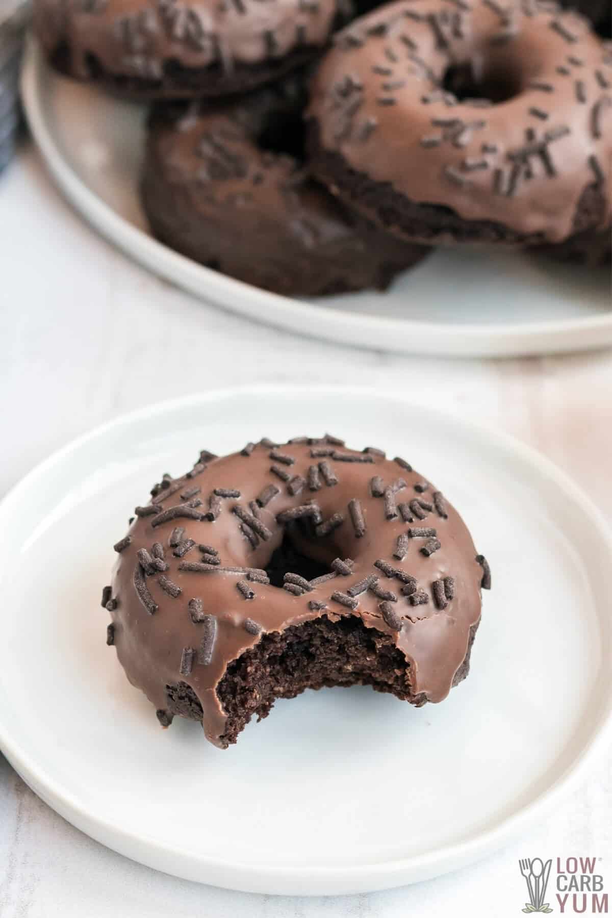 keto chocolate donuts on plates