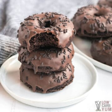 stack of keto chocolate donuts