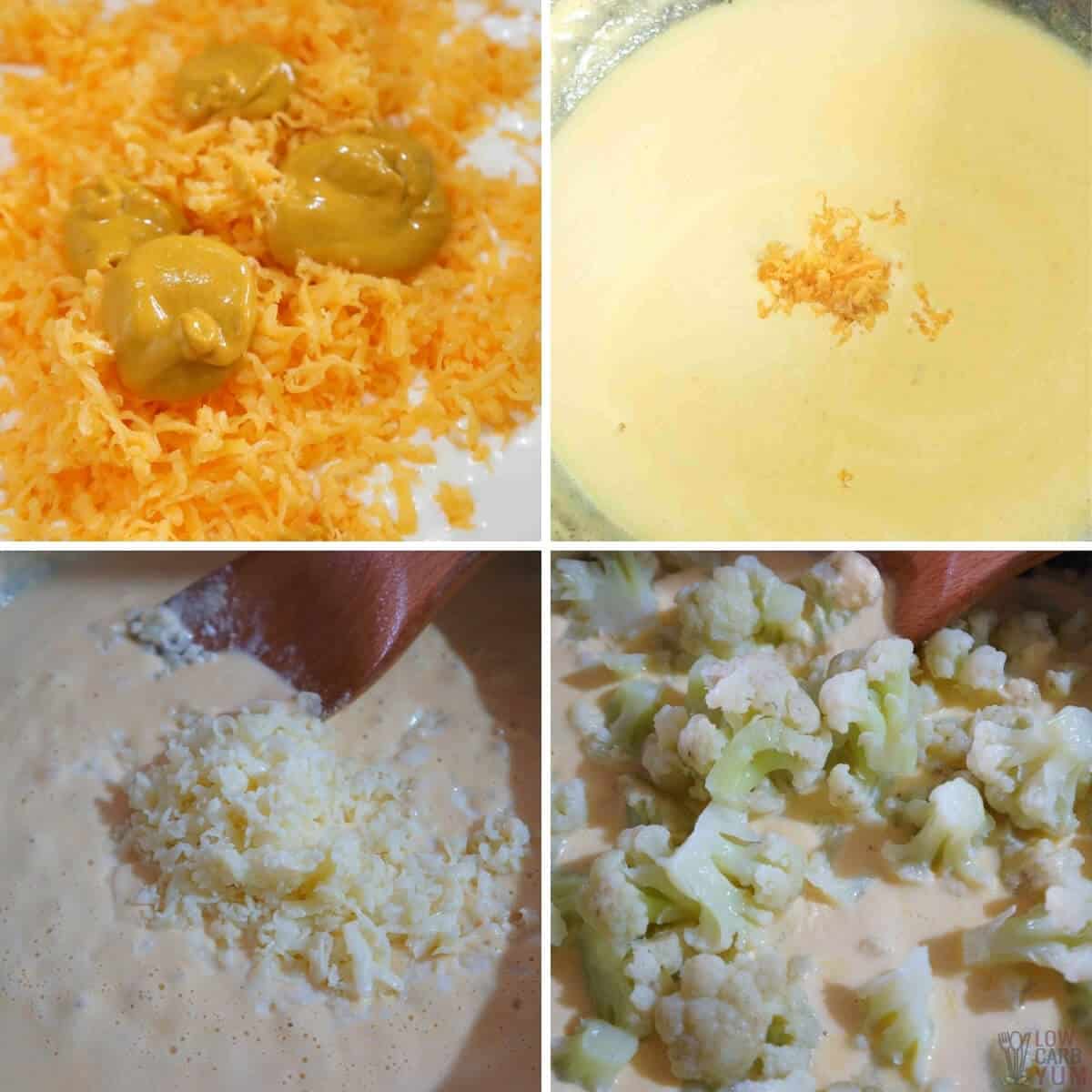 preparing the cauliflower cheese sauce