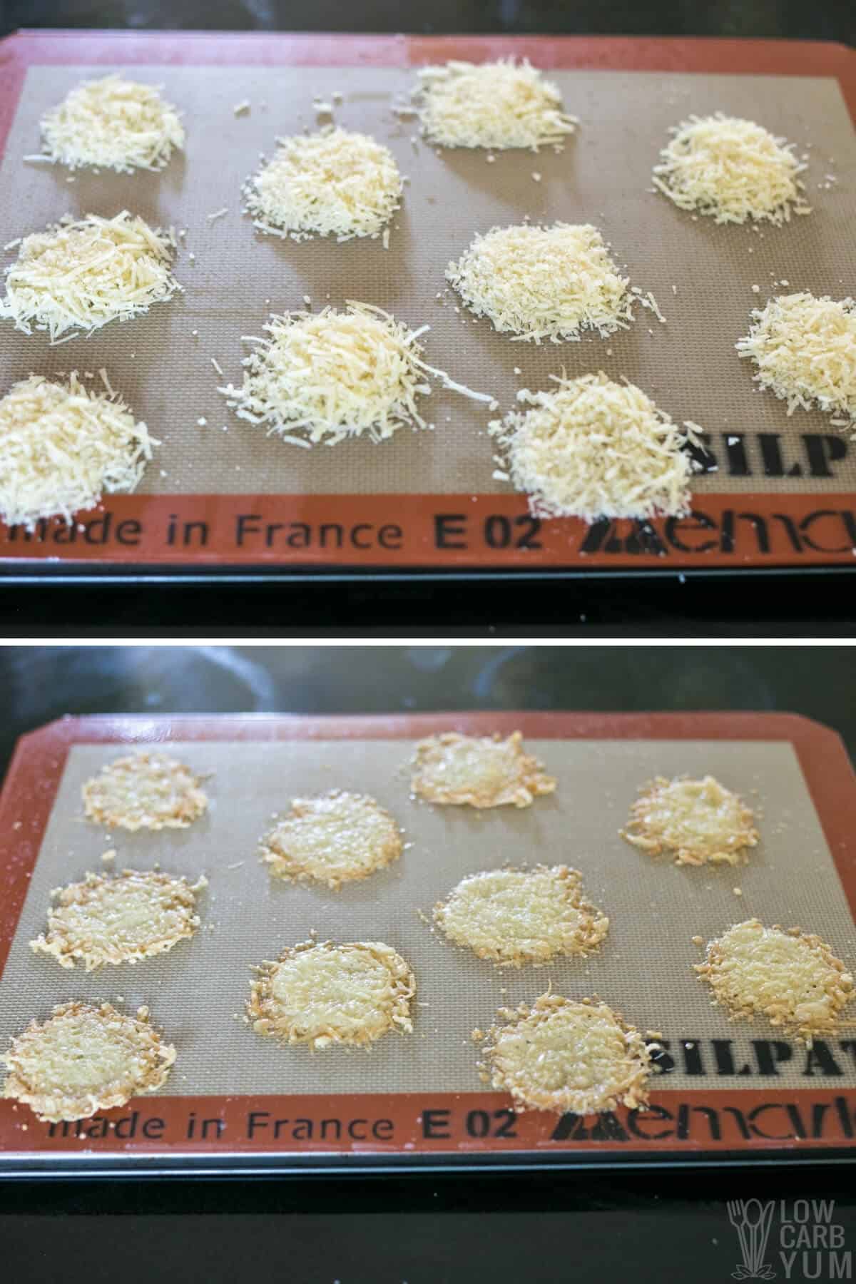 baking the parmesan cheese