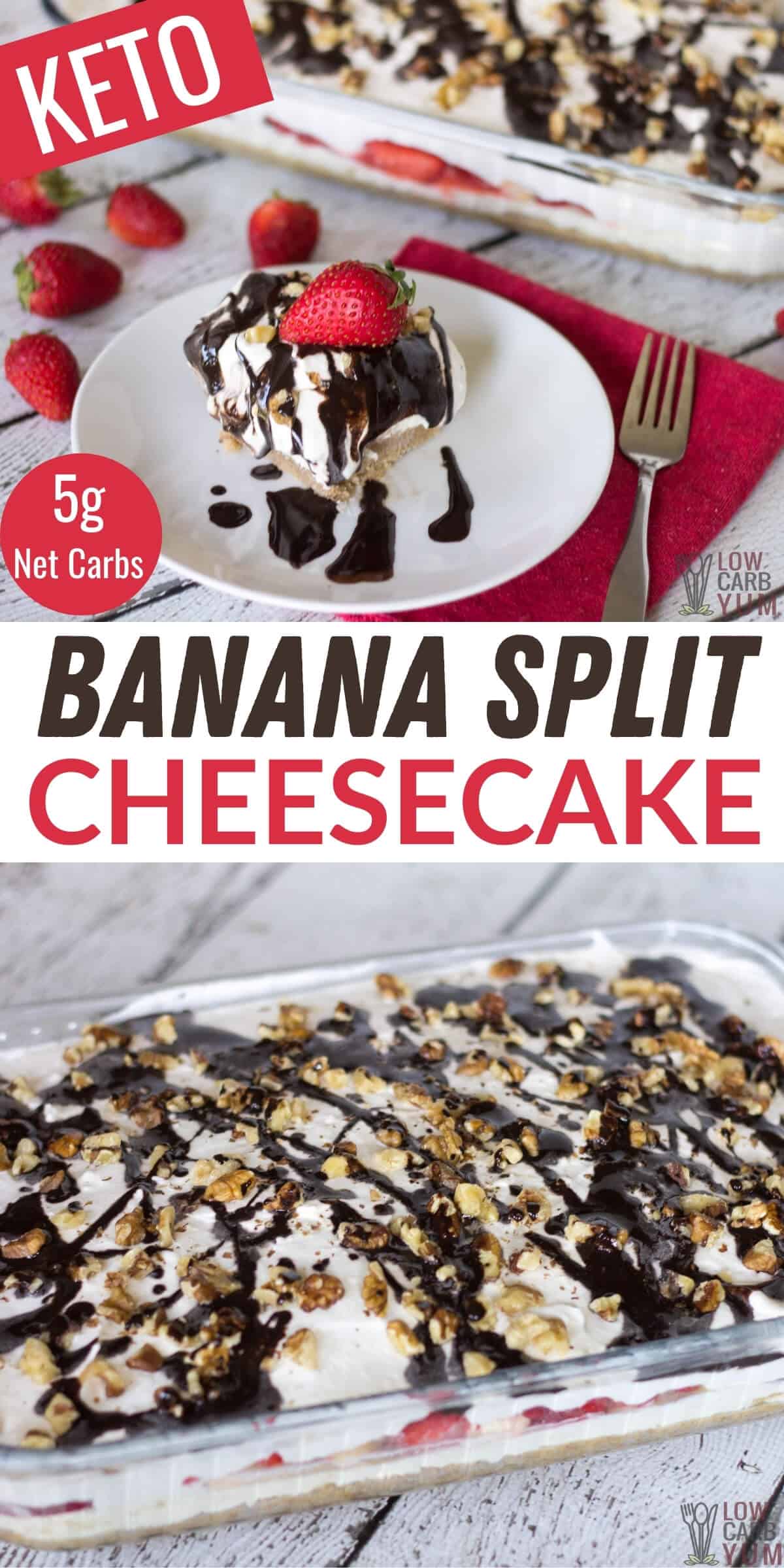 banana split cheesecake pinterest image