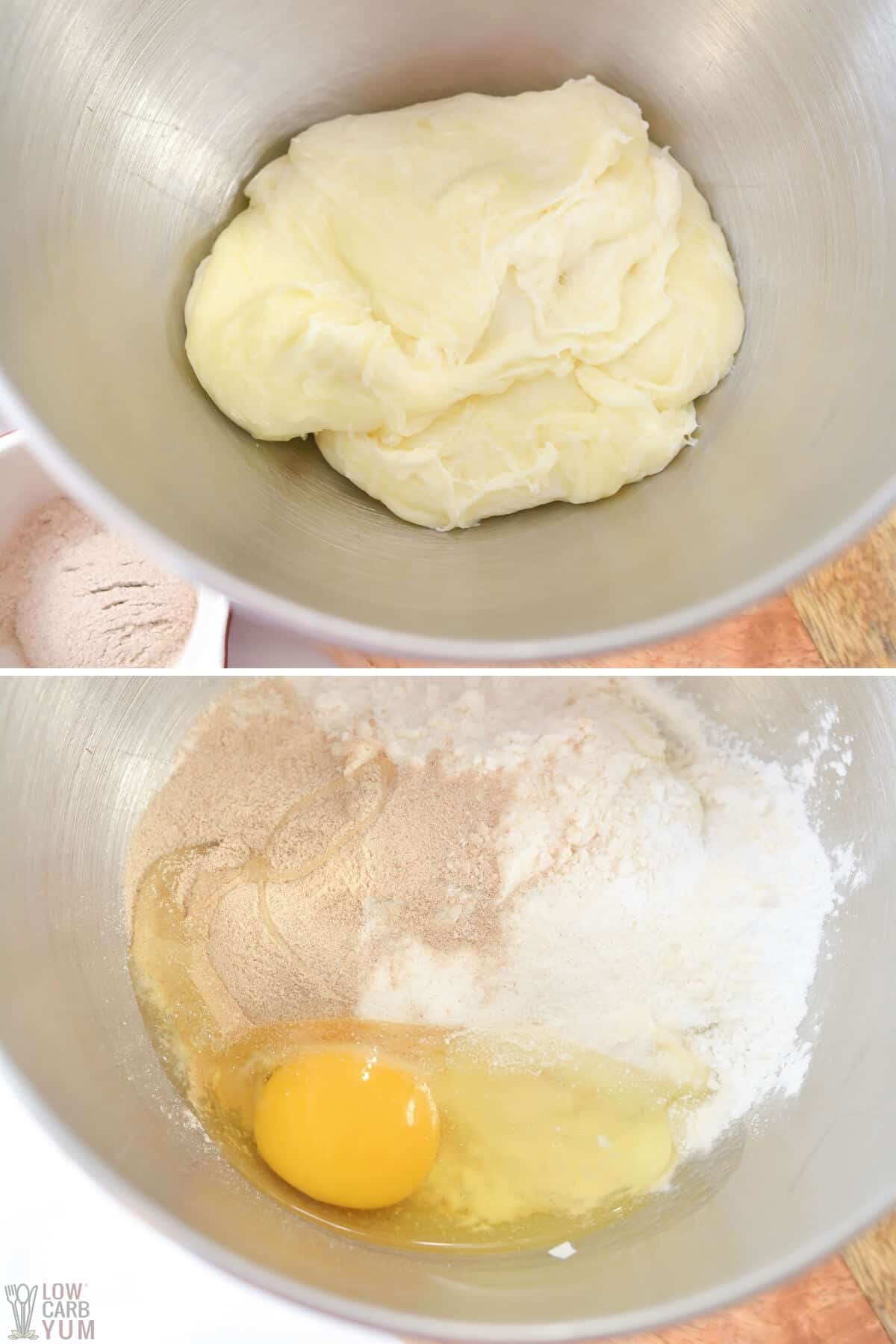 croissant dough ingredients in mixing bowl