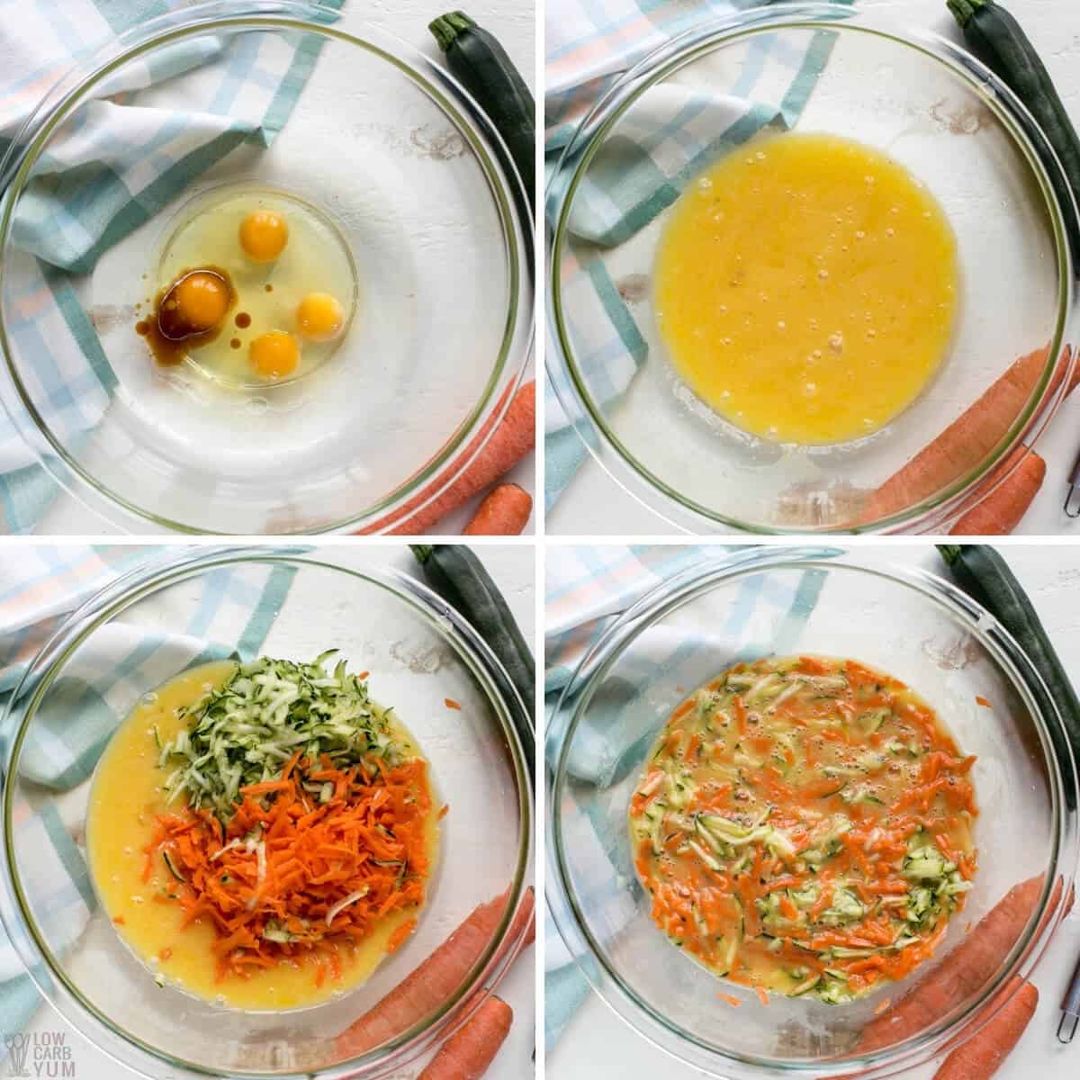 carrot and zucchini egg mixture for batter