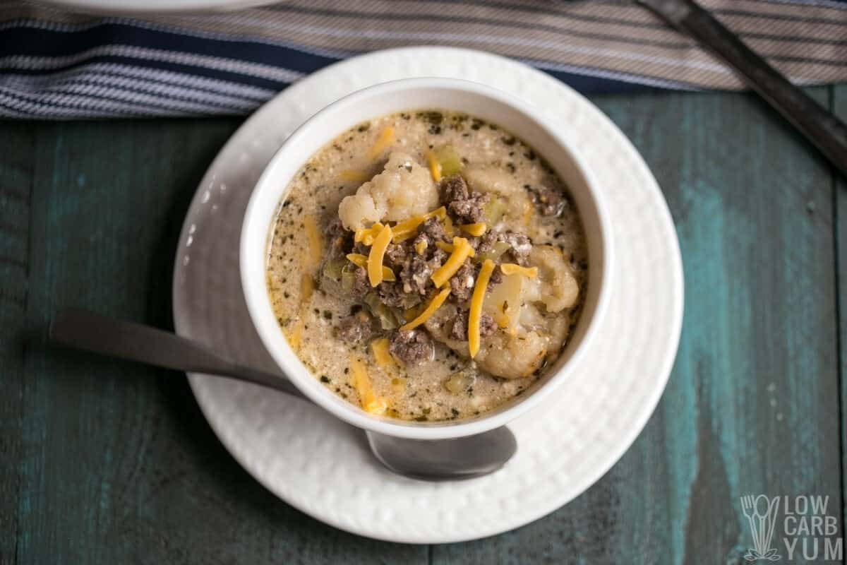 bowl of keto cheeseburger soup