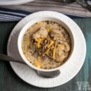 keto crockpot cheeseburger soup in serving bowl