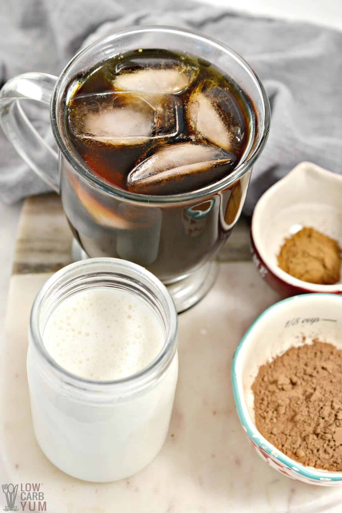 base coffee creamer with added ingredients and ice coffee