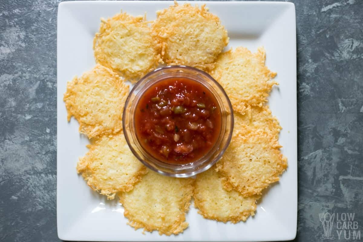 parmesan cheese crisps on plate