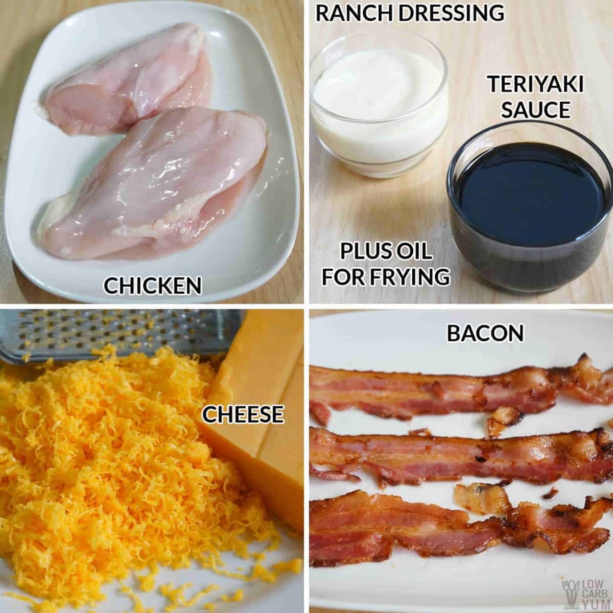 ingredients needed to make the baked chicken with bacon and cheese