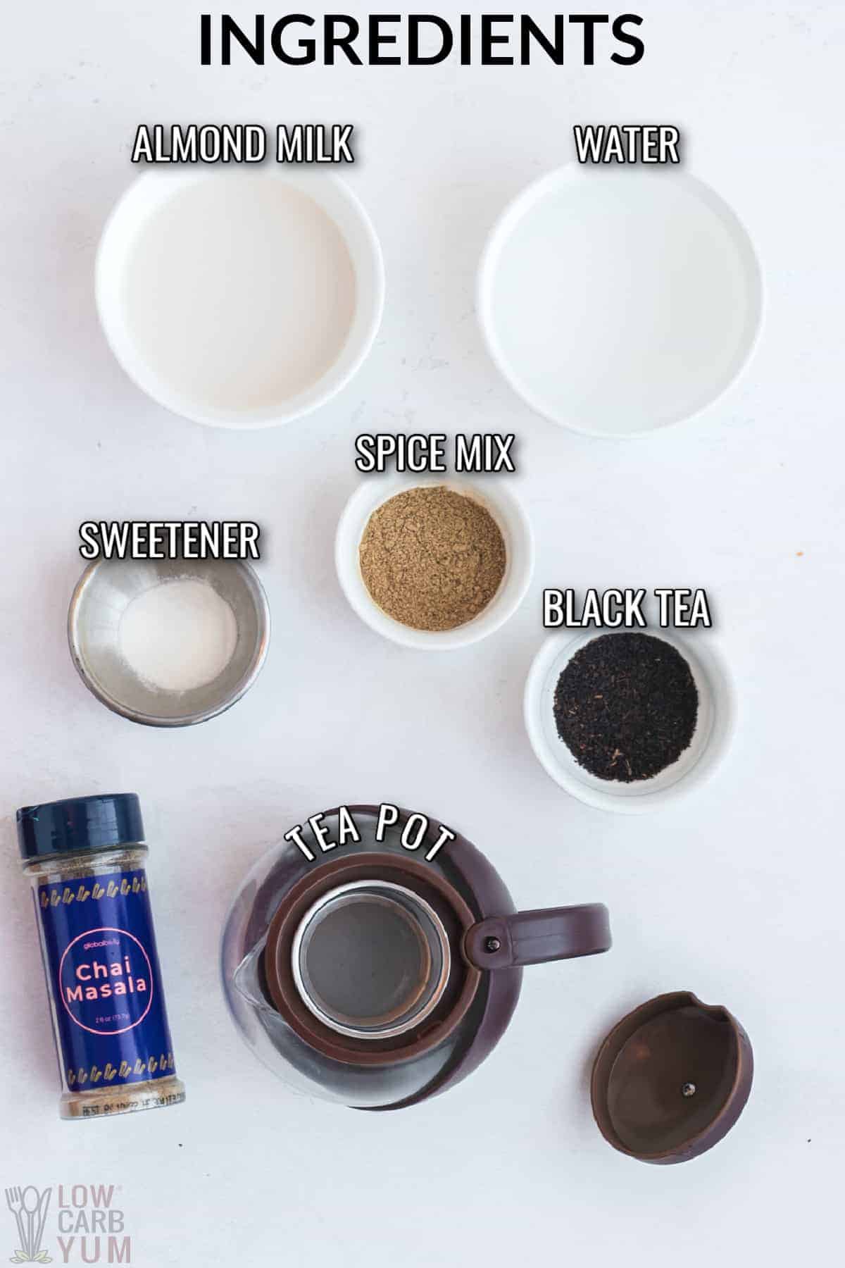 ingredients to make the chai tea recipe