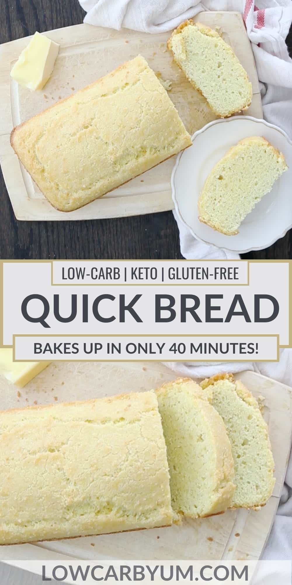 baixo carb keto quick bread pinterest image