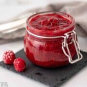 keto sugar free raspberry chia jam featured image