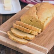 loaf of quick keto bread sliced