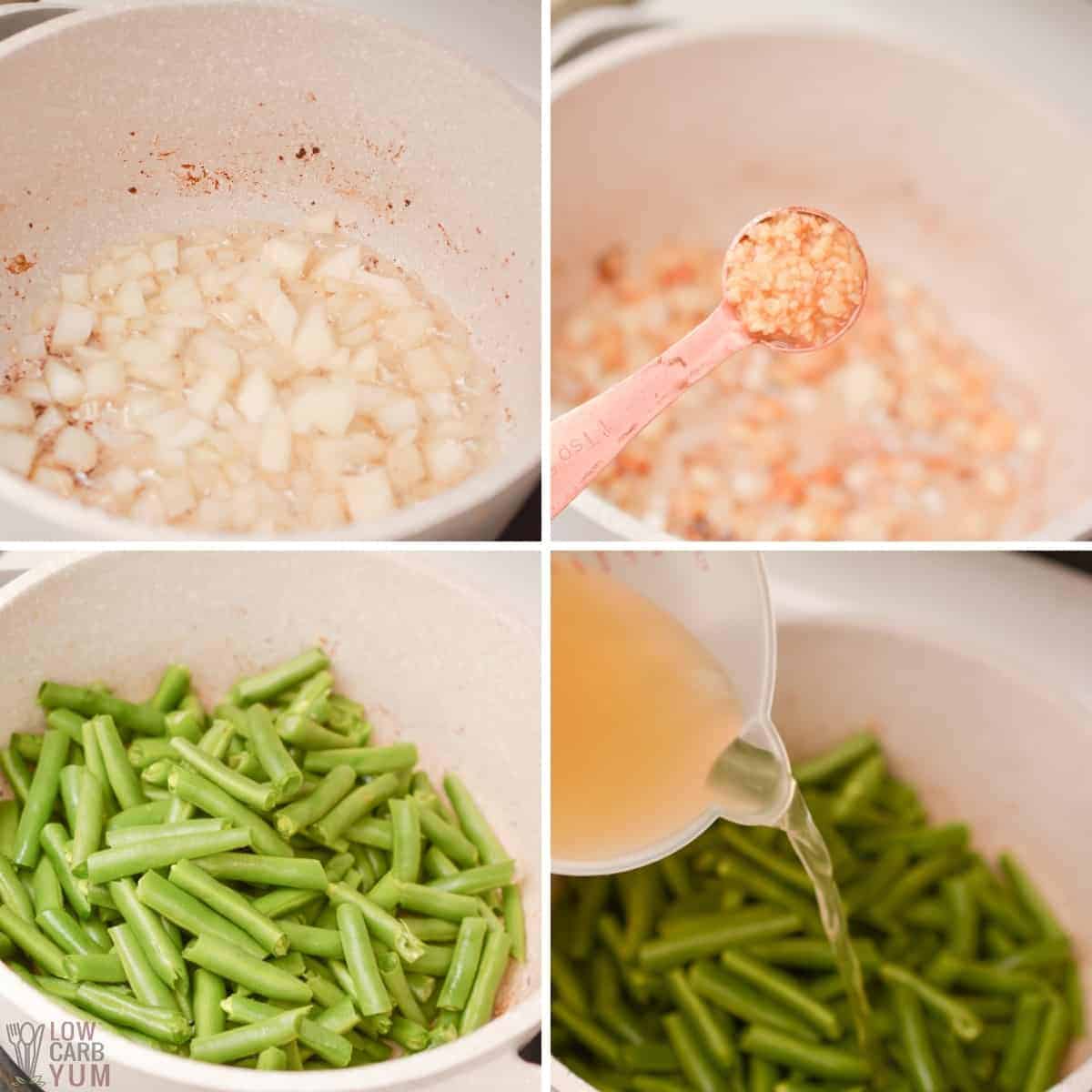 initial recipe steps for southern green beans