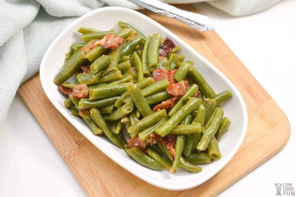 southern style green beans in serving dish